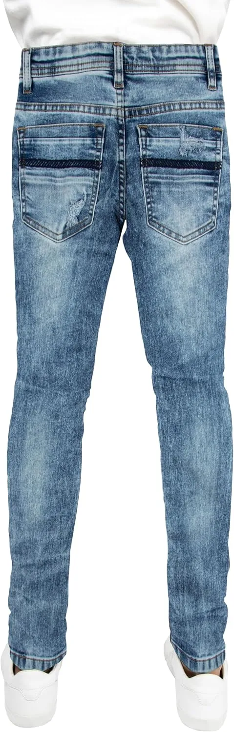 X RAY Boys Distressed Jeans (2T-16), Big Boy & Little Kids Stretch Slim Fit Pants, Ripped Denim Jeans for Boys