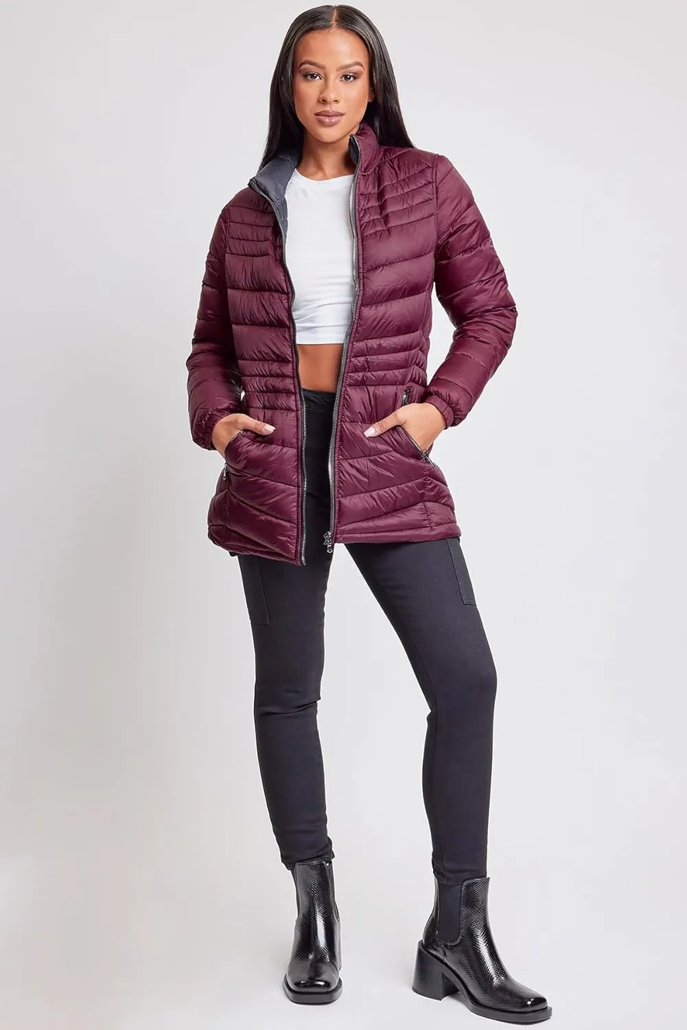YMI Jeans Women's Winter Reversible Puffer Jacket