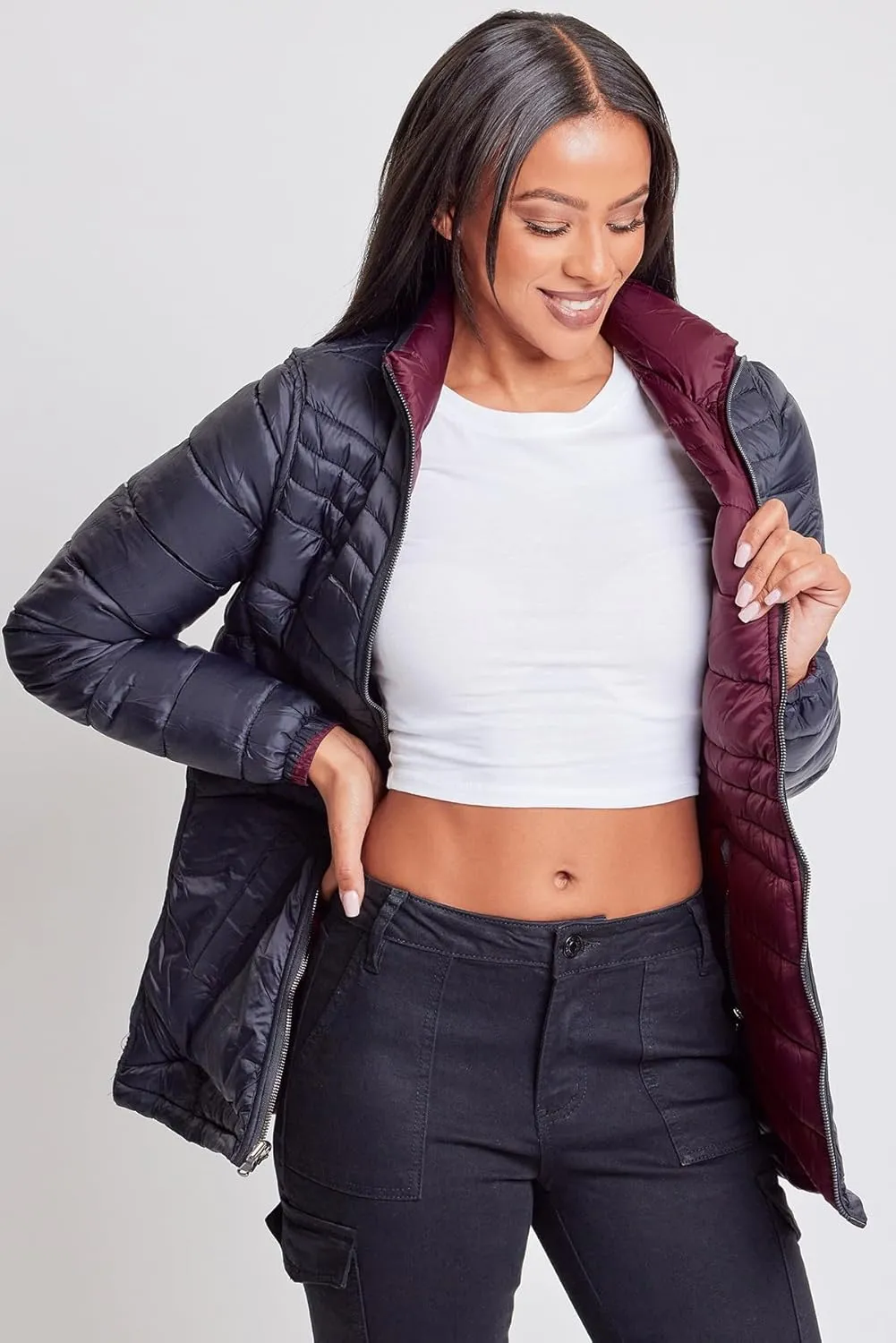 YMI Jeans Women's Winter Reversible Puffer Jacket