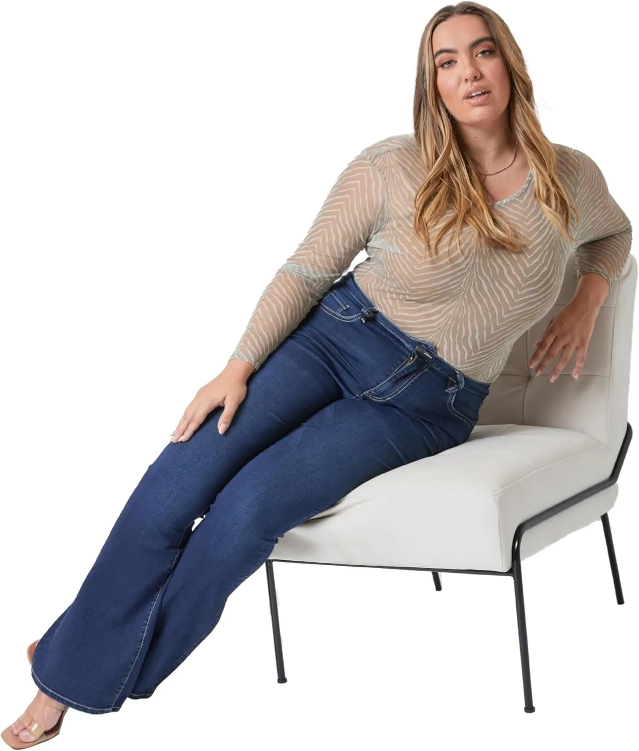 YMI Women's Plus Size Hyperdenim Super Stretchy Flare Jeans